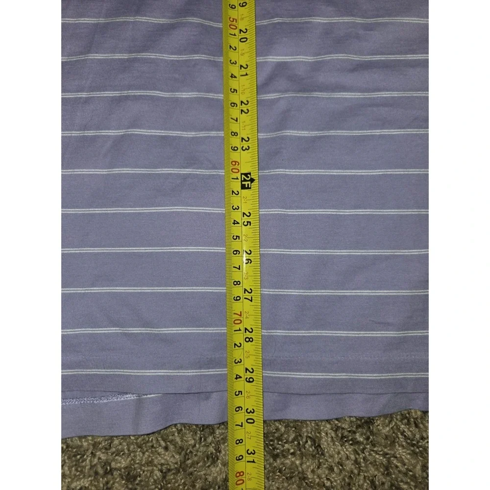 Vintage Polo Ralph Lauren Mens XL Purple Fine Stripe Pima Cotton Top Peru